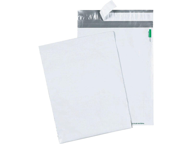 9"W x 12"L Redi-Strip Poly Mailers, White, 100/Pack (QUA46190)