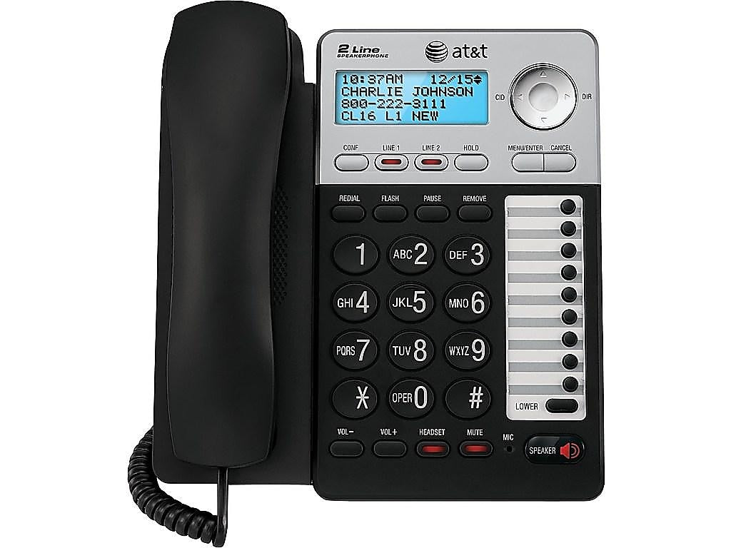 AT&T ML17929 2-Line Corded Phone, Black/Silver