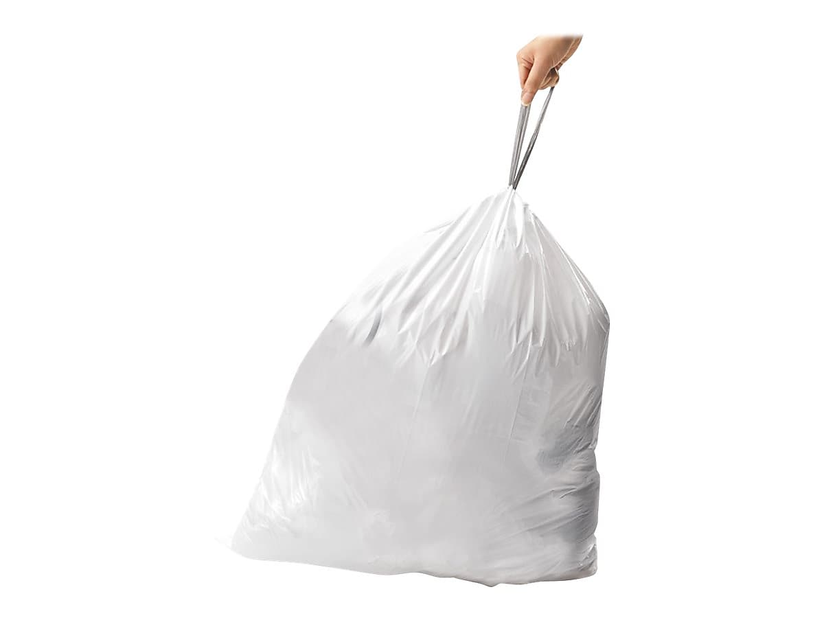 simplehuman Code X 21 Gallon Trash Bag, 26" x 34.6", Low Density, 34 Mic, White, 200 Bags/Box (CW0273)