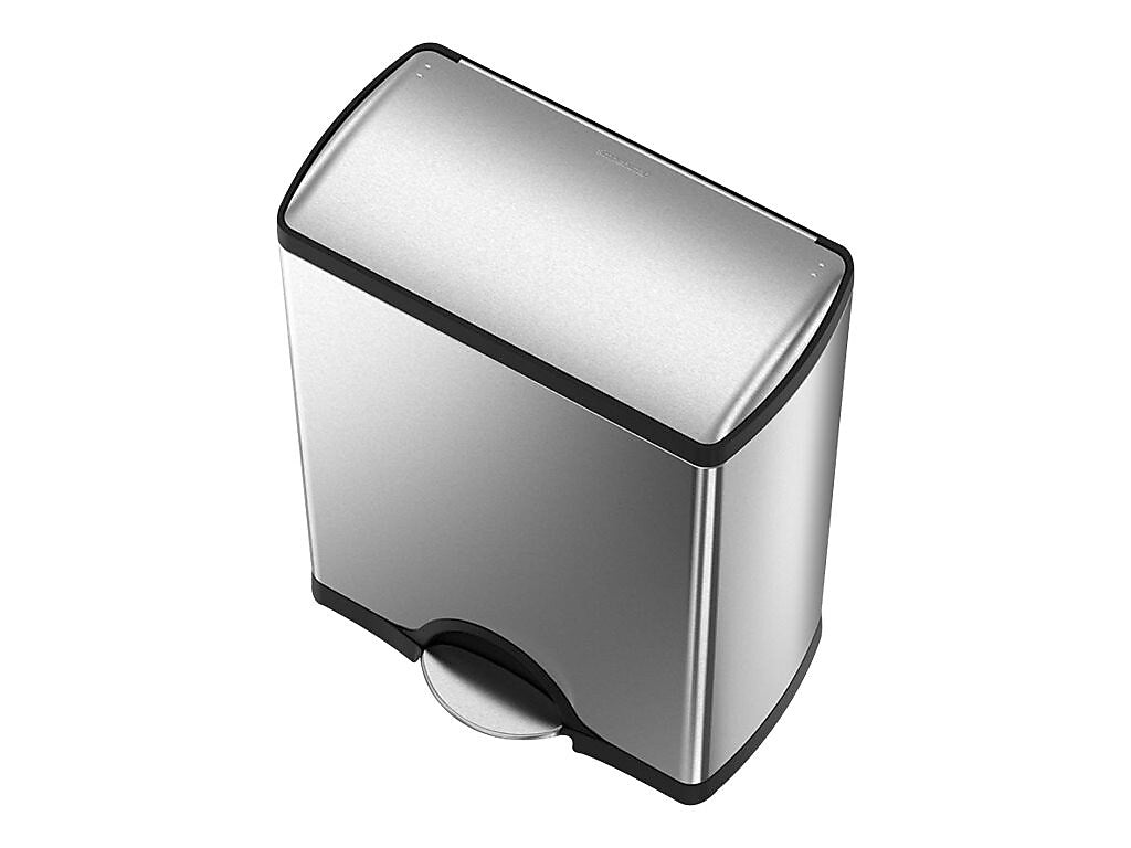 simplehuman Commercial Products Stainless Steel Trash Can, 12.15 Gal., Silver/Black (CW1830)