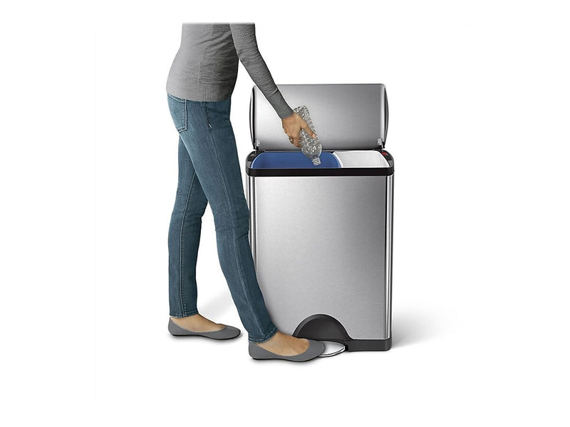 simplehuman Commercial Products Stainless Steel Trash Can, 12.15 Gal., Silver/Black (CW1830)