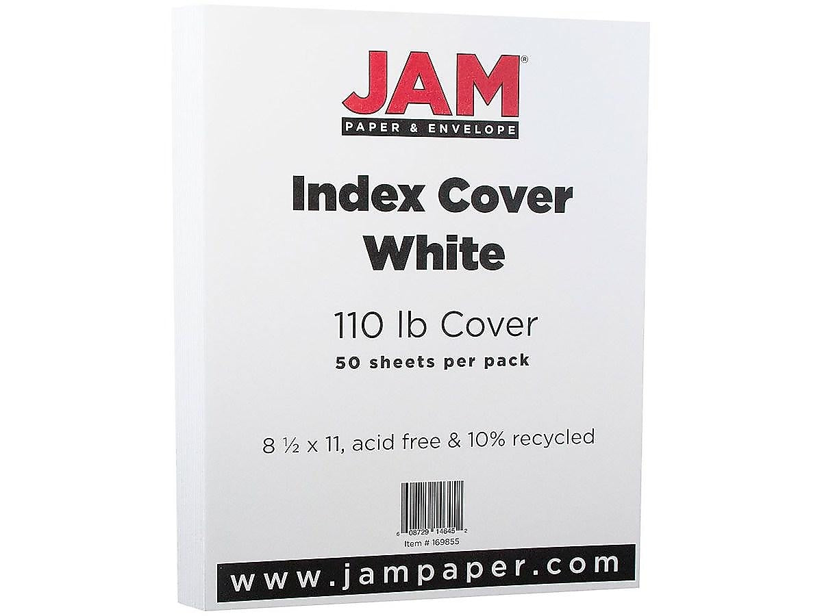 JAM Paper Vellum Bristol 110 lb. Cardstock Paper, 8.5" x 11", White Vellum Bristol, 50 Sheets/Pack (169855)