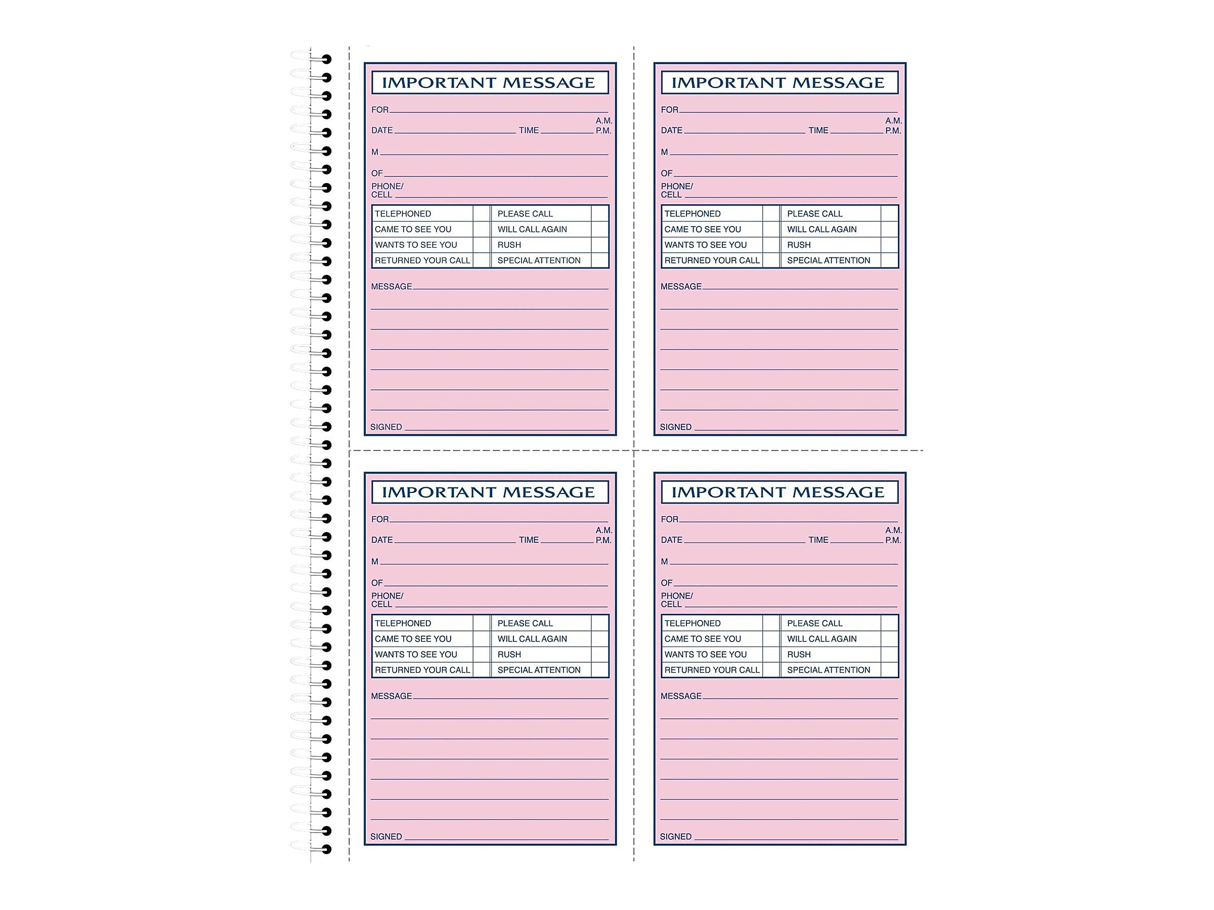 Adams Phone Message Pad, 5.5" x 3.8", Ruled, Pink, 50 Sheets/Pad (SC1184D)
