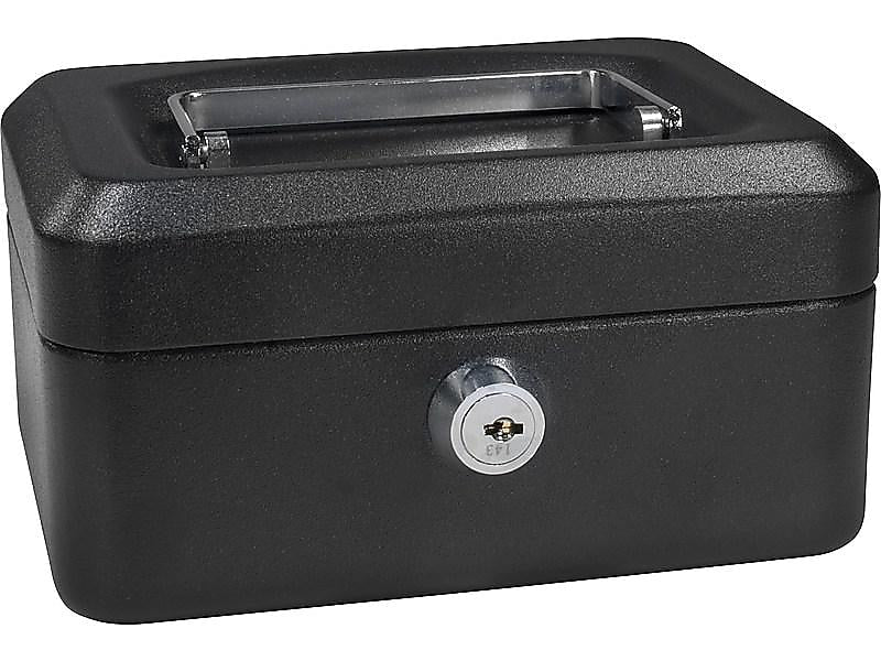 Barska Extra Small Key Lock Cash Box, 3 Compartments, Black (CB11828)
