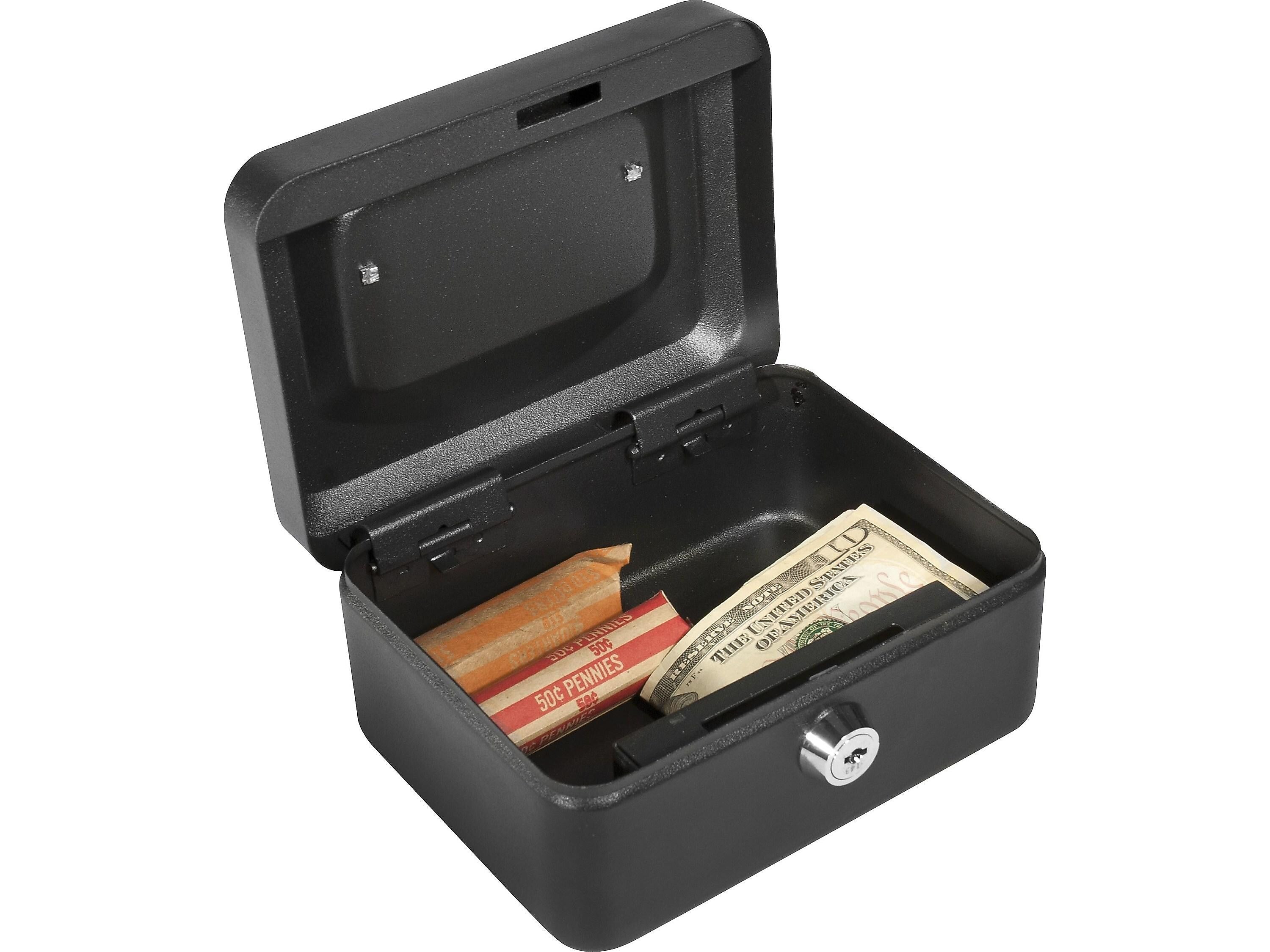 Barska Extra Small Key Lock Cash Box, 3 Compartments, Black (CB11828)