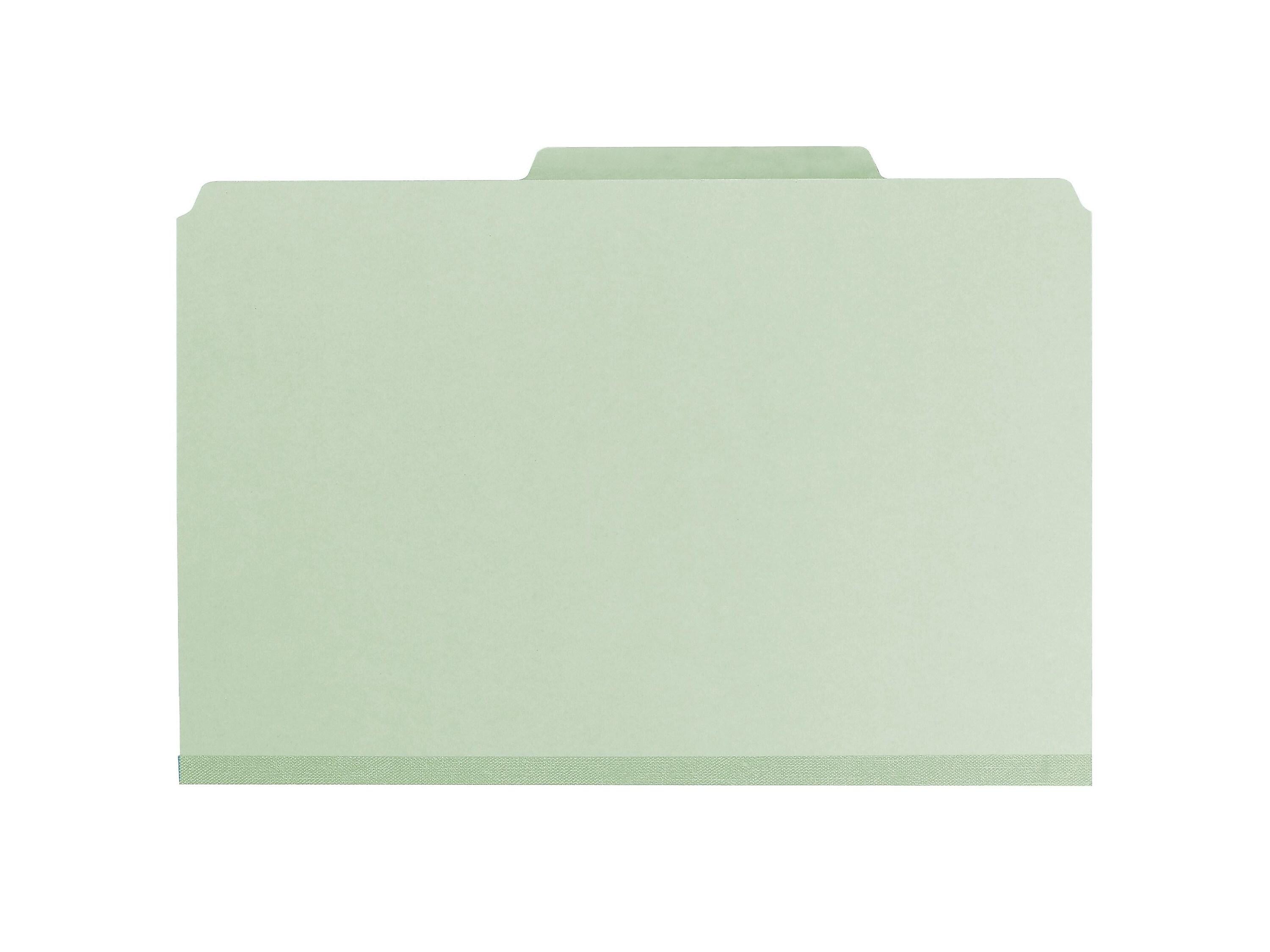 Smead 60% Recycled Recycled Pressboard Classification Folders, 2/5-Cut Tab, Legal Size, Gray/Green, 25/Box