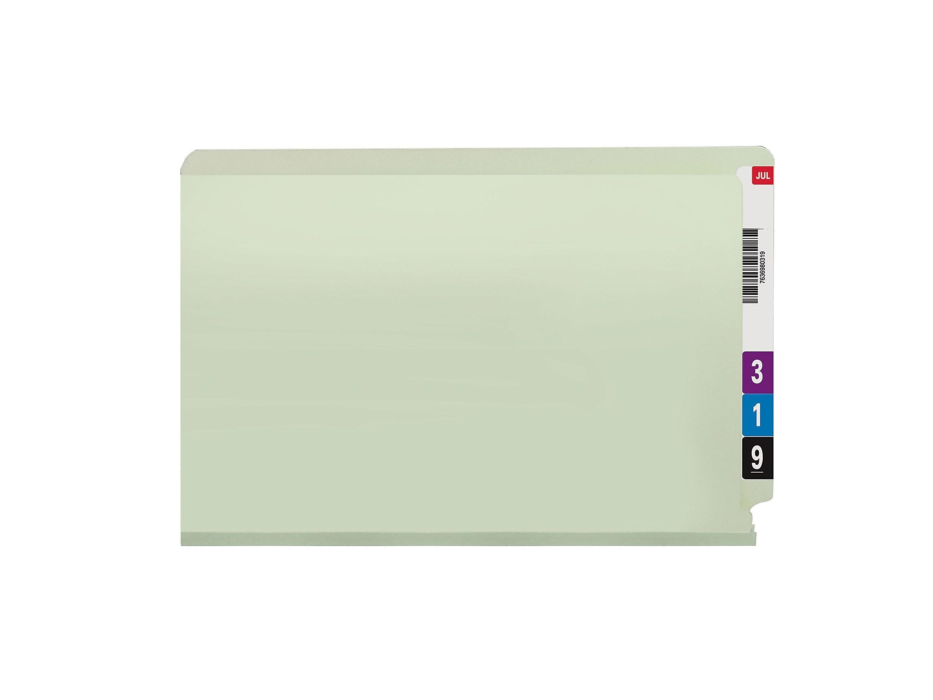 Smead 50% Recycled End Tab Classification Folders, Legal Size, Gray/Green, 25/Box (37725)