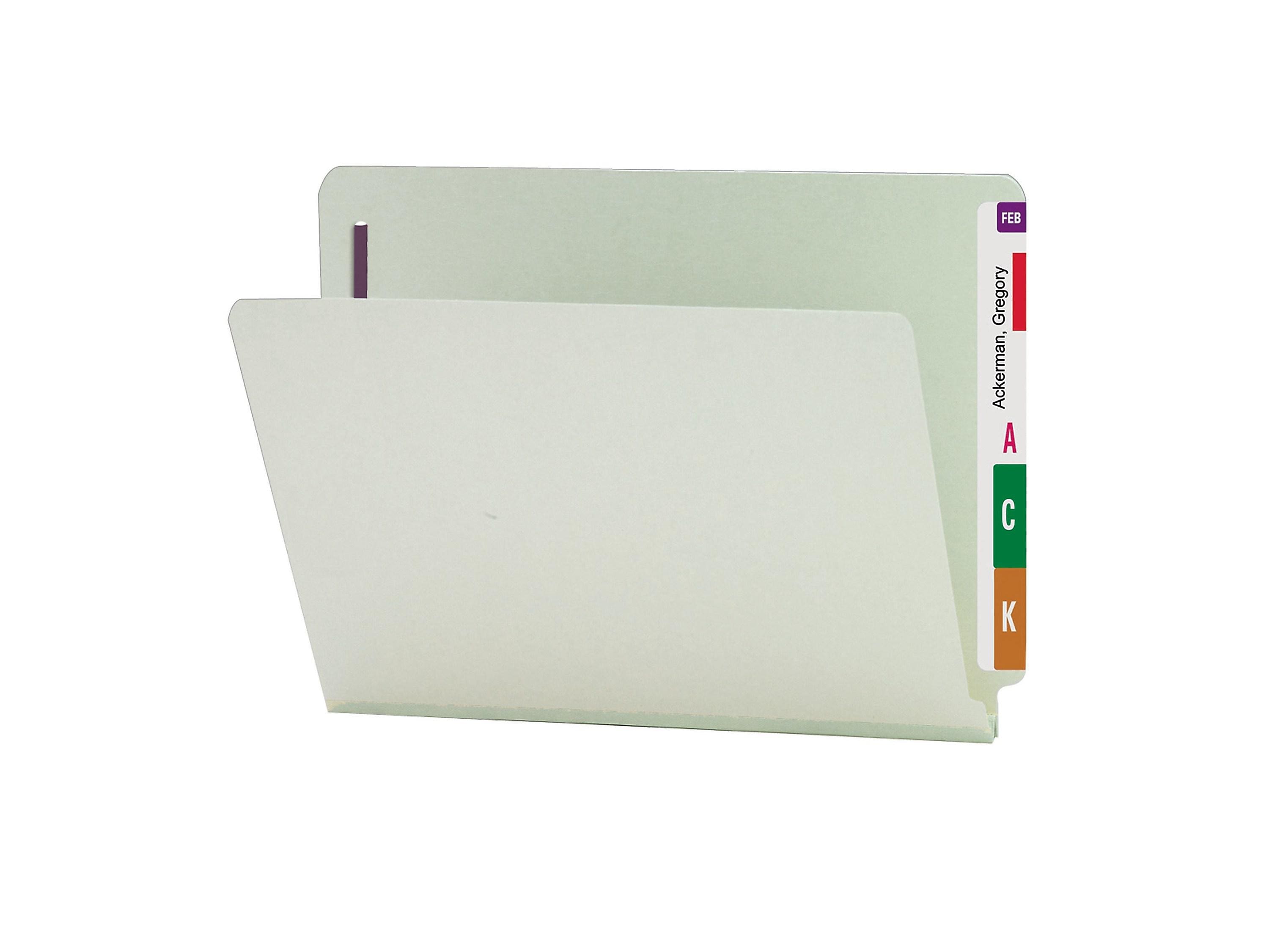 Smead 60% Recycled End Tab Classification Folders, Letter Size, Gray/Green, 25/Box (34705)