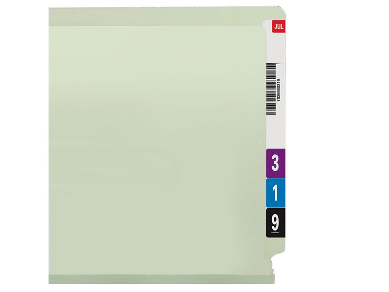 Smead 60% Recycled End Tab Classification Folders, Letter Size, Gray/Green, 25/Box (34705)