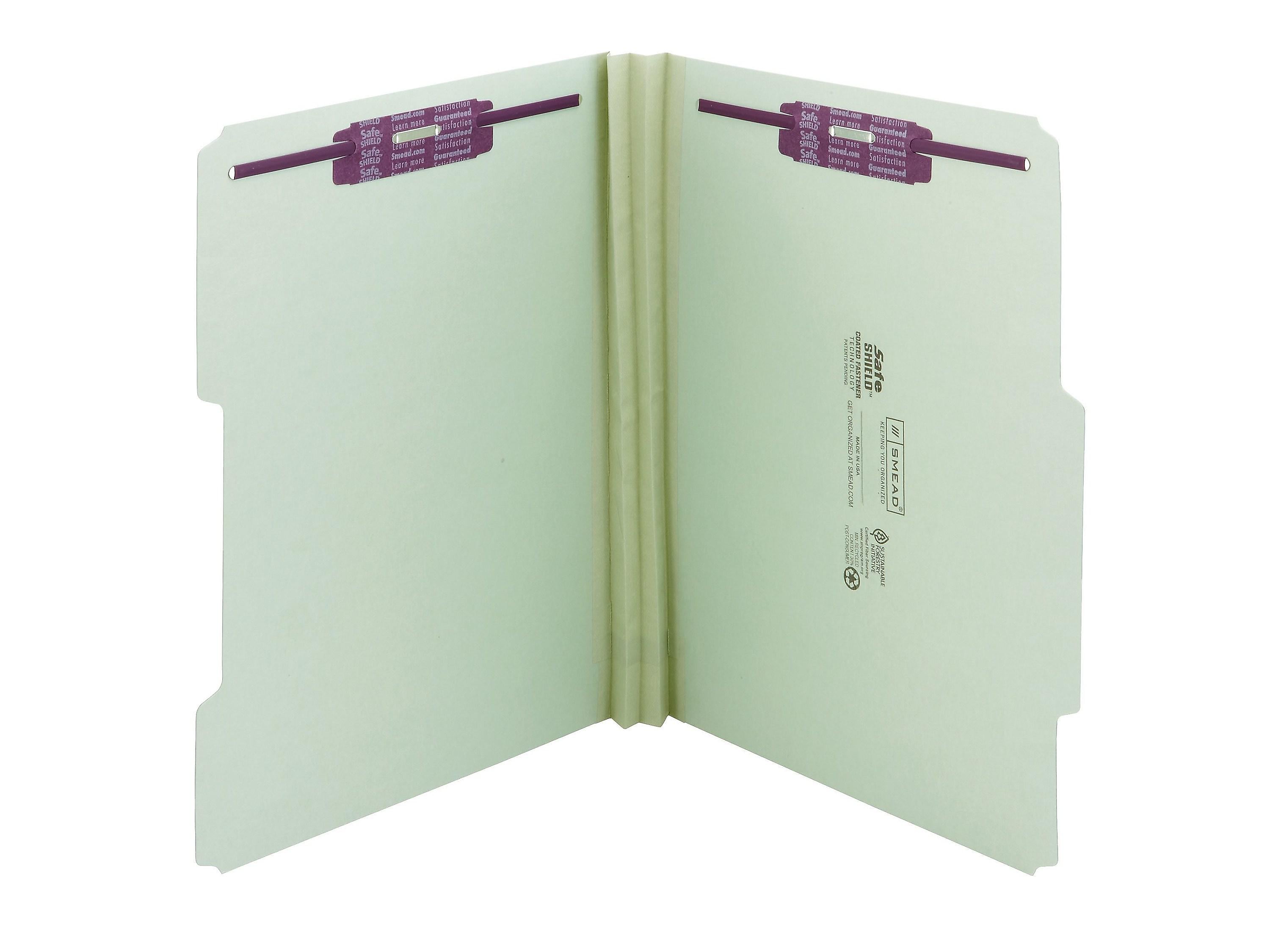 Smead 60% Recycled Pressboard Classification Folders, 2/5-Cut Tab, Letter Size, Gray/Green, 25/Box