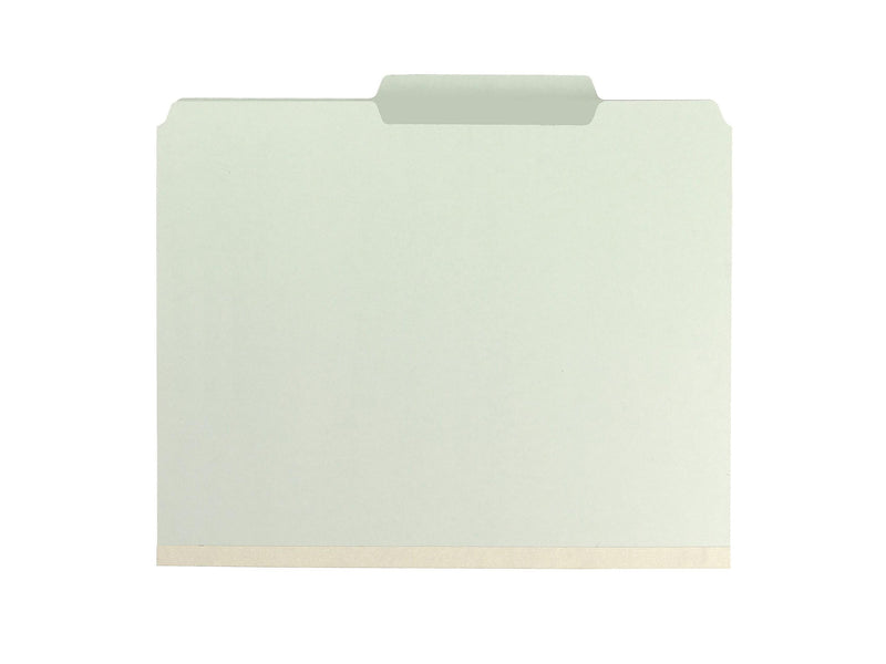 Smead 60% Recycled Pressboard Classification Folders, 2/5-Cut Tab, Letter Size, Gray/Green, 25/Box