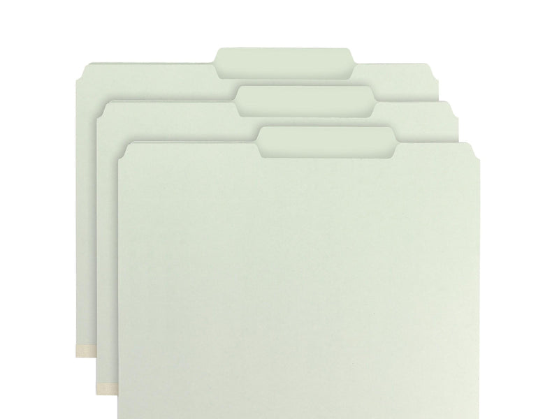 Smead 60% Recycled Pressboard Classification Folders, 2/5-Cut Tab, Letter Size, Gray/Green, 25/Box