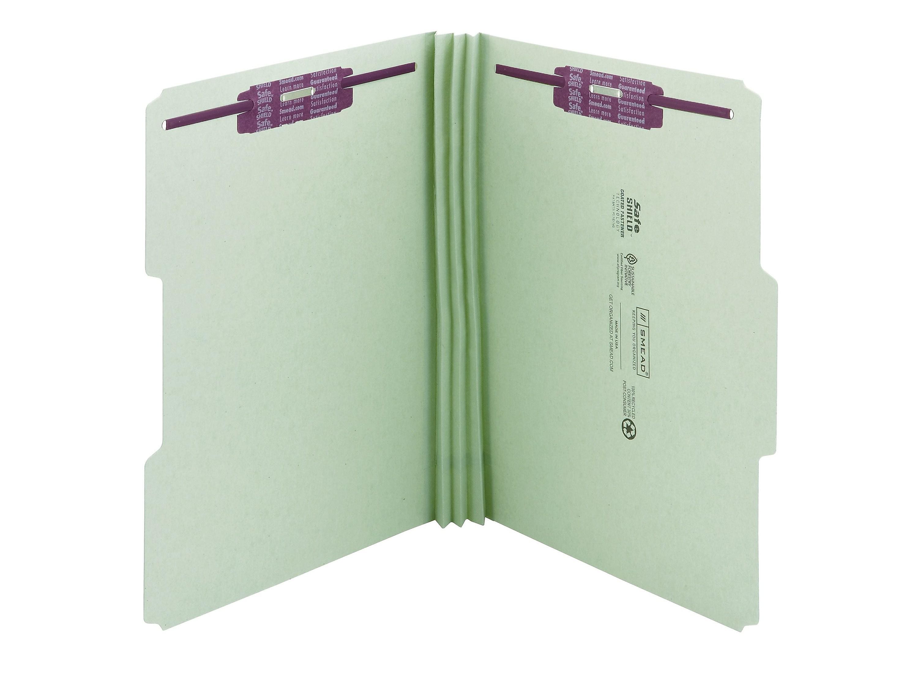 Smead SafeSHIELD 60% Recycled Heavy Duty Pressboard Classification Folder, 3" Expansion, Legal Size, Gray/Green, 25/Box (19944)
