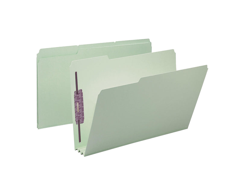 Smead SafeSHIELD 60% Recycled Heavy Duty Pressboard Classification Folder, 3" Expansion, Legal Size, Gray/Green, 25/Box (19944)