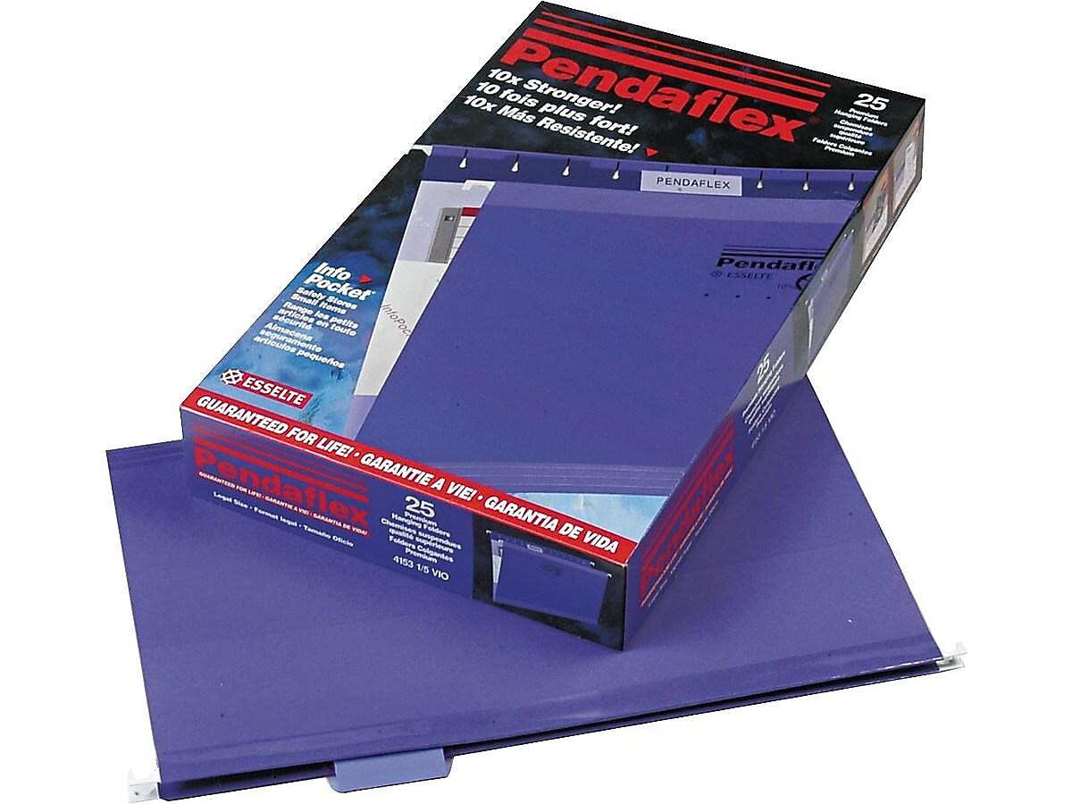 Pendaflex Recycled Hanging File Folders, Legal Size, Violet, 25/Box (PFX 4153 1/5 VIO)