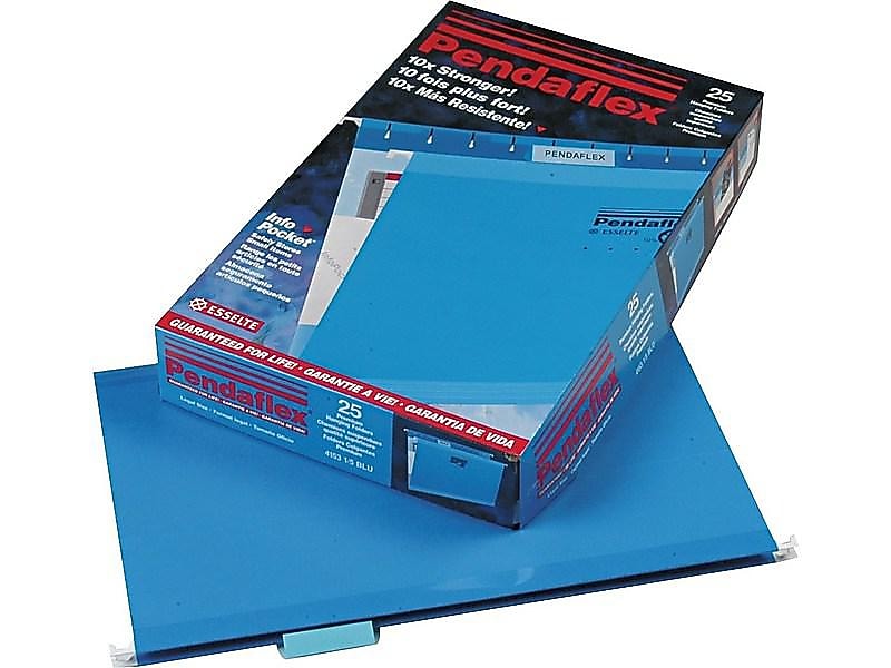 Pendaflex Recycled Hanging File Folders, Legal Size, Blue, 25/Box (PFX 04153 1/5 BLU)