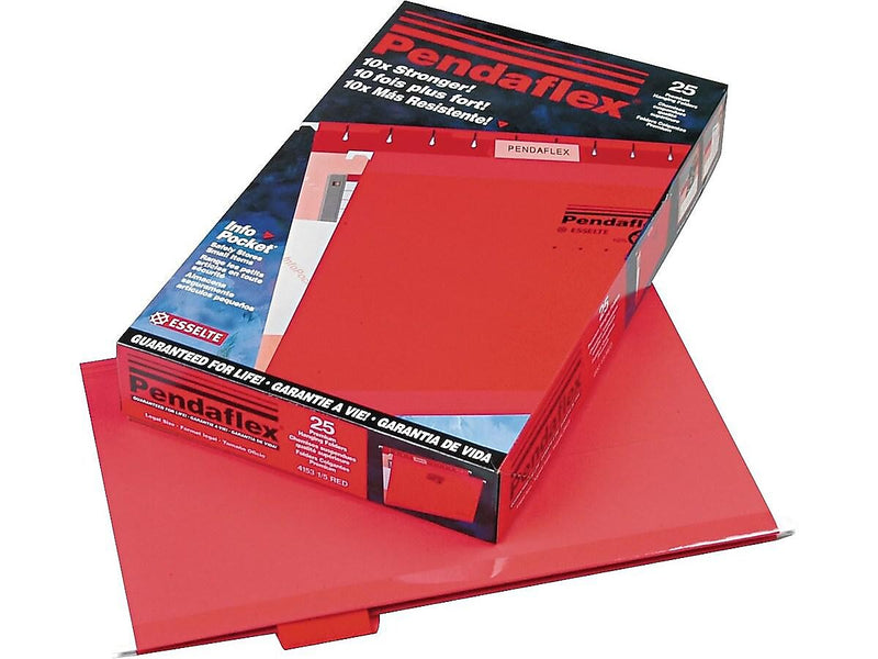 Pendaflex Recycled Hanging File Folders, Legal Size, Red, 25/Box (PFX 4153 1/5 RED)