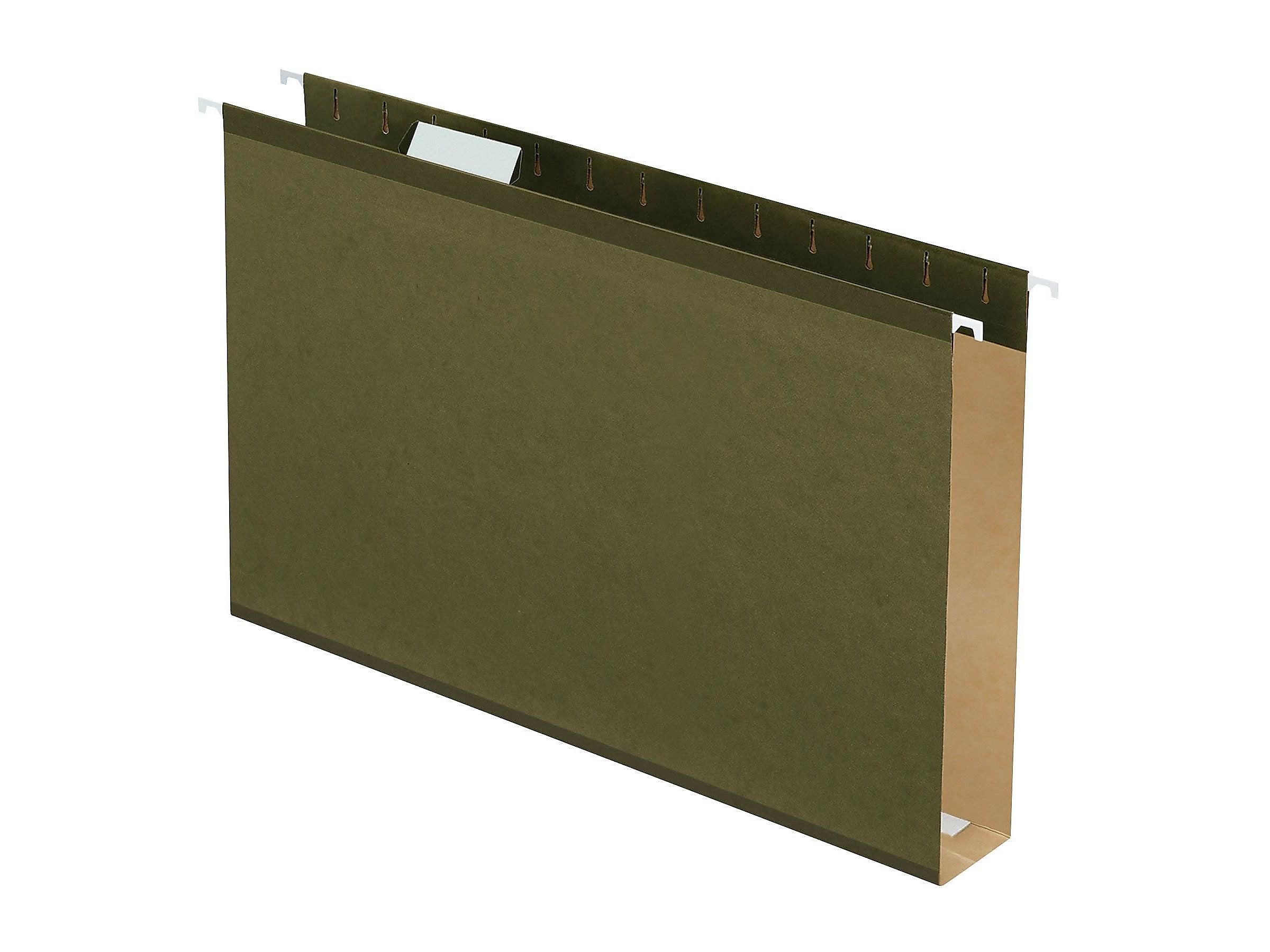 Pendaflex Reinforced Hanging File Folders, Extra Capacity, 5-Tab, Legal Size, 2" Expansion, Standard Green, 25/Box (PFX 04153x2)