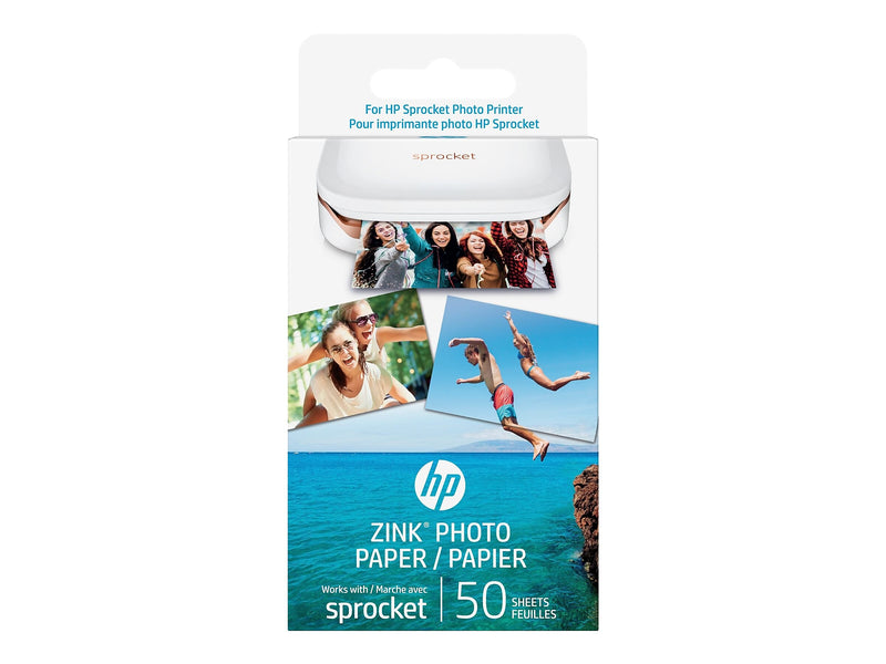 HP Glossy Zink Glossy Photo Paper, 2" x 3", 50 Sheets/Pack (HPIZ2X350)