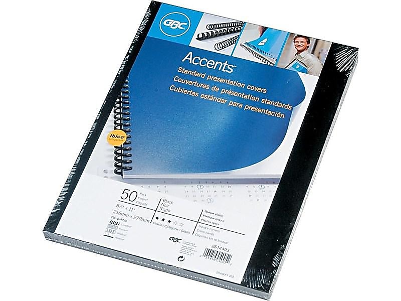 Swingline GBC Solids Standard Presentation Covers Presentation Covers, 8.5"W x 11"H (US letter), Black, 50 Pack (2514493)