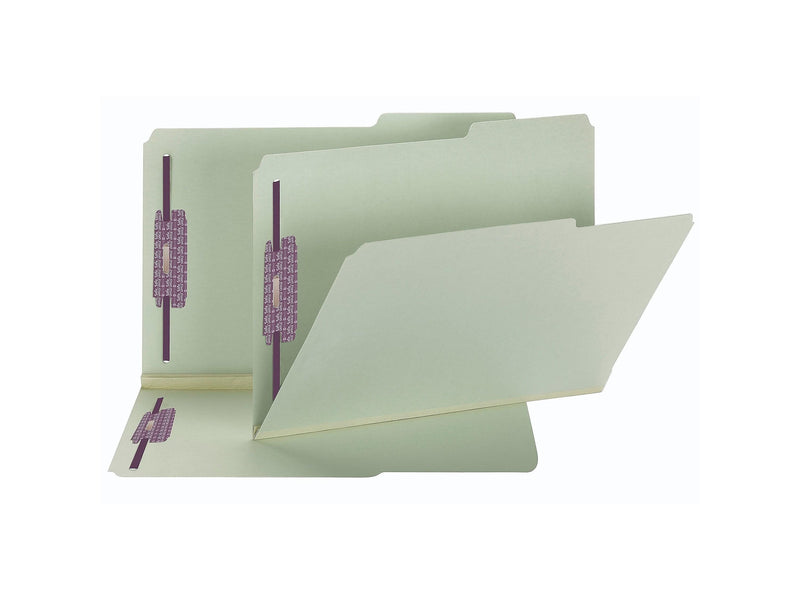 Smead SafeSHIELD 60% Recycled Heavy Duty Pressboard Classification Folder, 2" Expansion, Legal Size, Gray/Green, 25/Box (19920)
