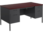 HON Metro Classic 60" Double Pedestal Desk, Mahogany/Charcoal (HONP3262NS)