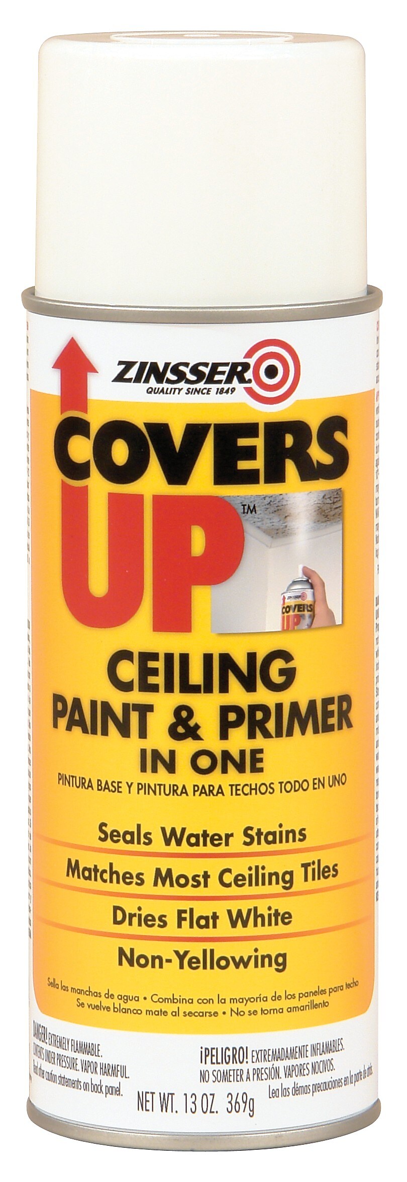 Rust-Oleum Zinsser Covers Up Ceiling Paint & Primer In One, White, 13 oz., 6/Pack (3688)