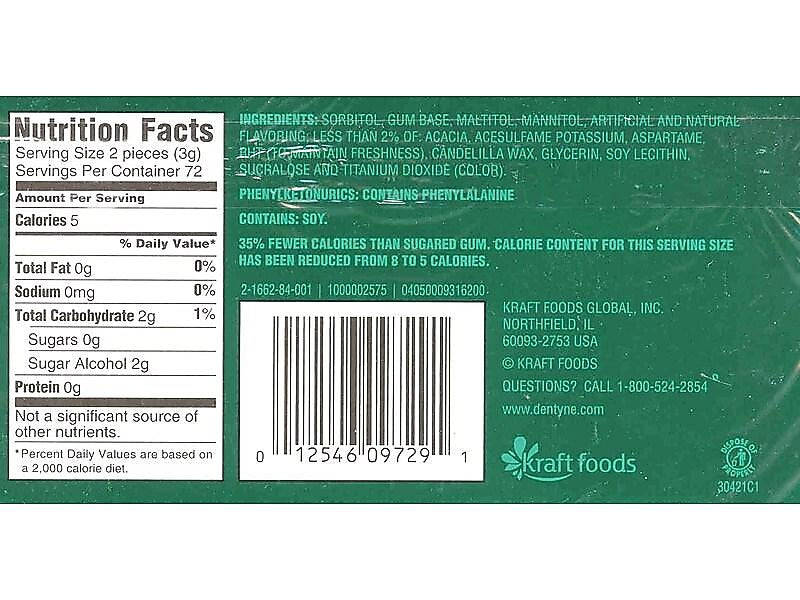 Dentyne Ice Sugar Free Spearmint Gum, 9 Packs/Box (VAM05114)