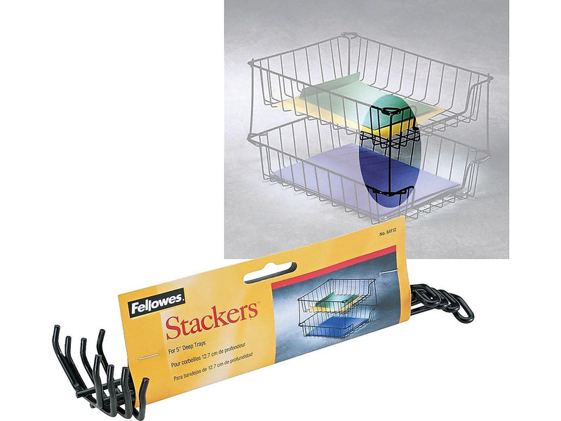 Fellowes Stackers Front Loading Letter Tray, Black, 4/Set (64112)