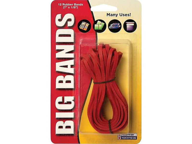 Alliance Big Bands Multi-Purpose #117B Rubber Bands, 7" x 1/8", Red, 12/Pack (00700)