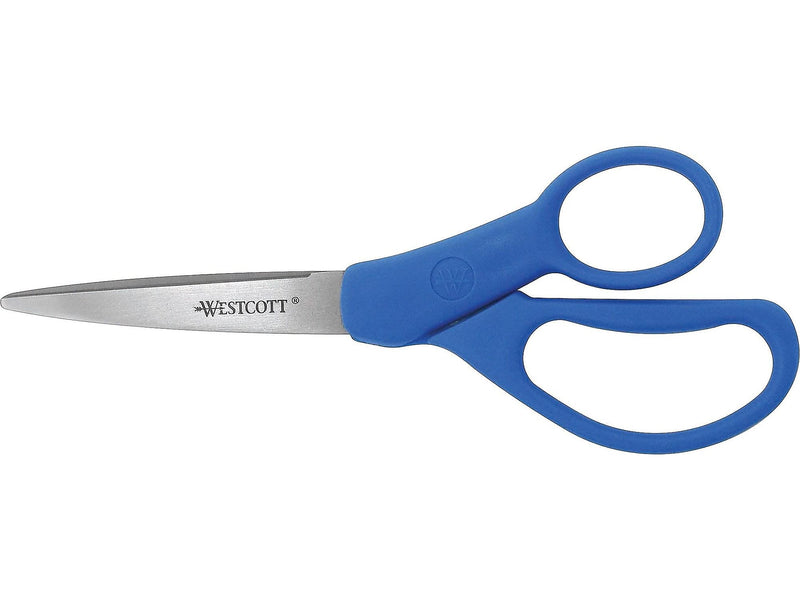 Westcott All Purpose Preferred 8" Stainless Steel Scissors, Pointed Tip, Blue (41218)