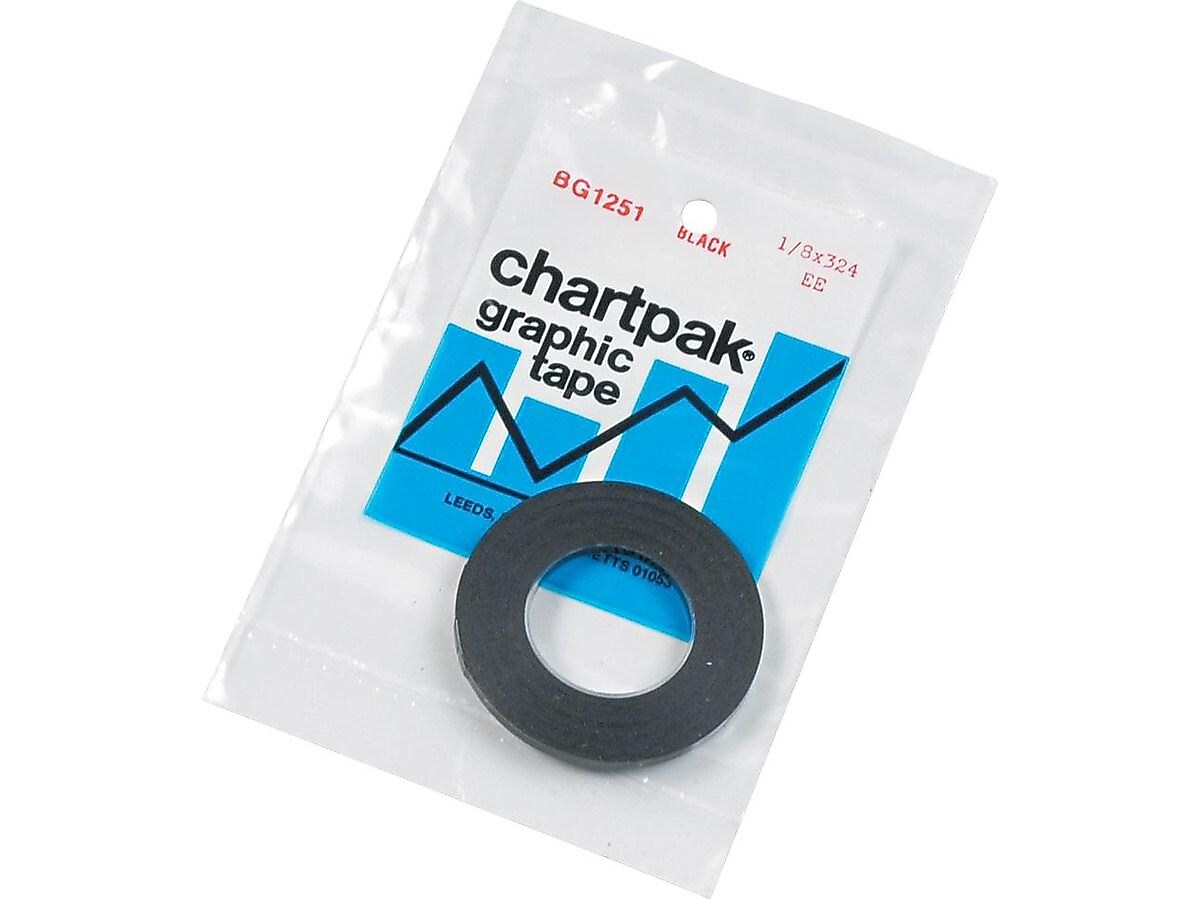 Chartpak Graphic Glossy Tape, 1/8"W x 9 yds., Black (BG1251)