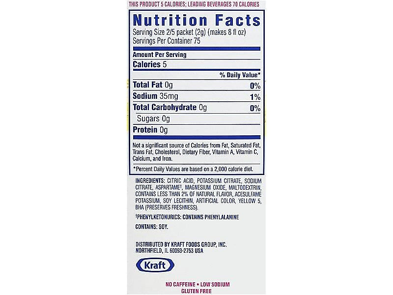 Crystal Light On The Go Natural Lemonade Drink Mix, 0.17 oz., 30/Box (00796)