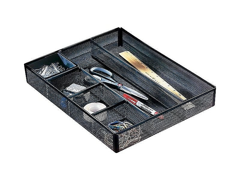Rolodex Mesh 6-Compartment Drawer Organizer, Black (22131)