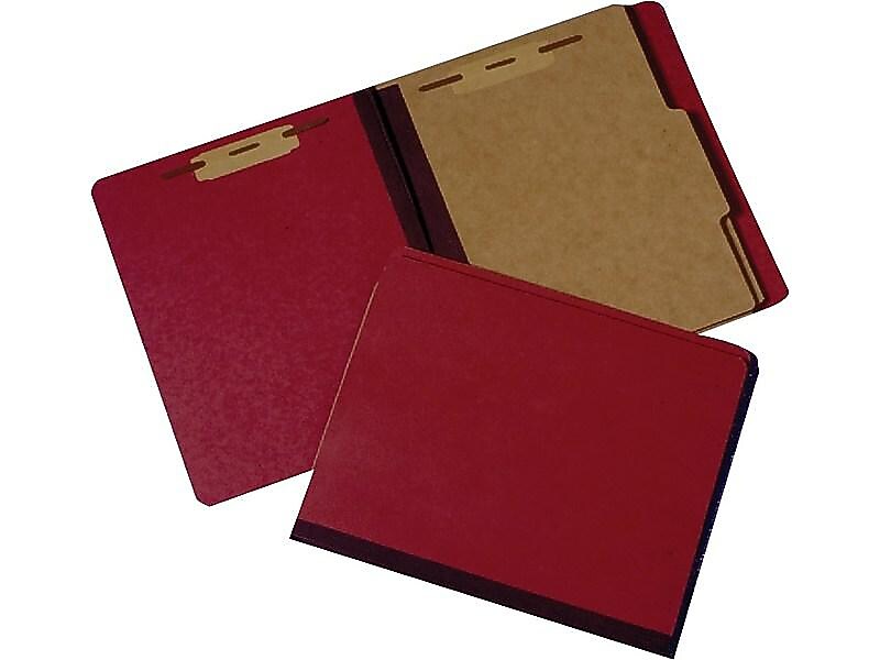 AbilityOne SKILCRAFT Pressboard Classification Folder, Letter Size, 2 Dividers, Earth Red (7530-00-990-8884)