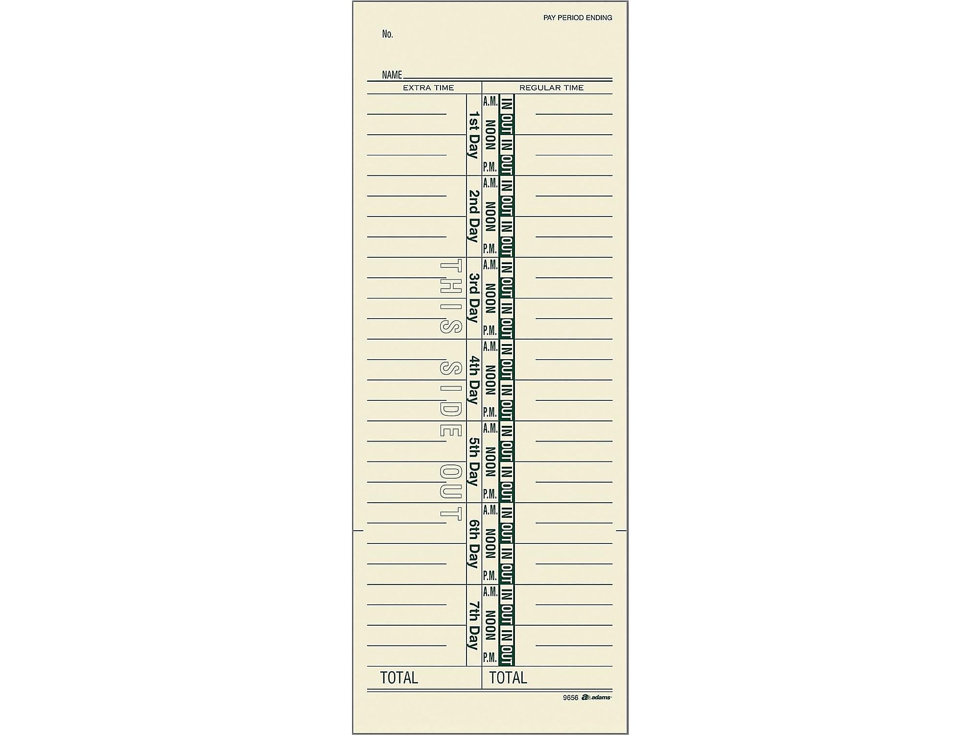 Adams Time Cards, 200/Pack (ABF 9656-200)