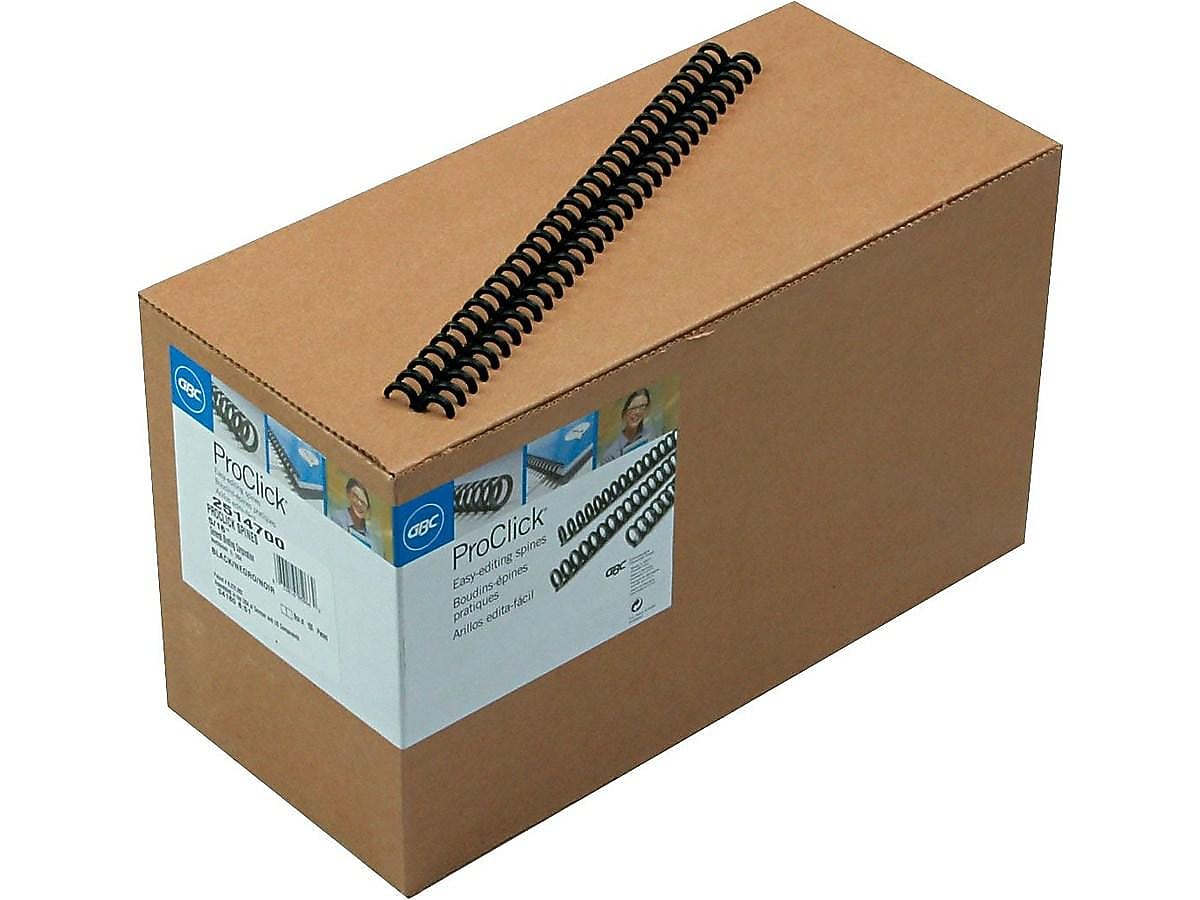GBC ProClick 5/16" Plastic Binding Spine Comb, 45 Sheet Capacity, Black, 100/Box (2514700)