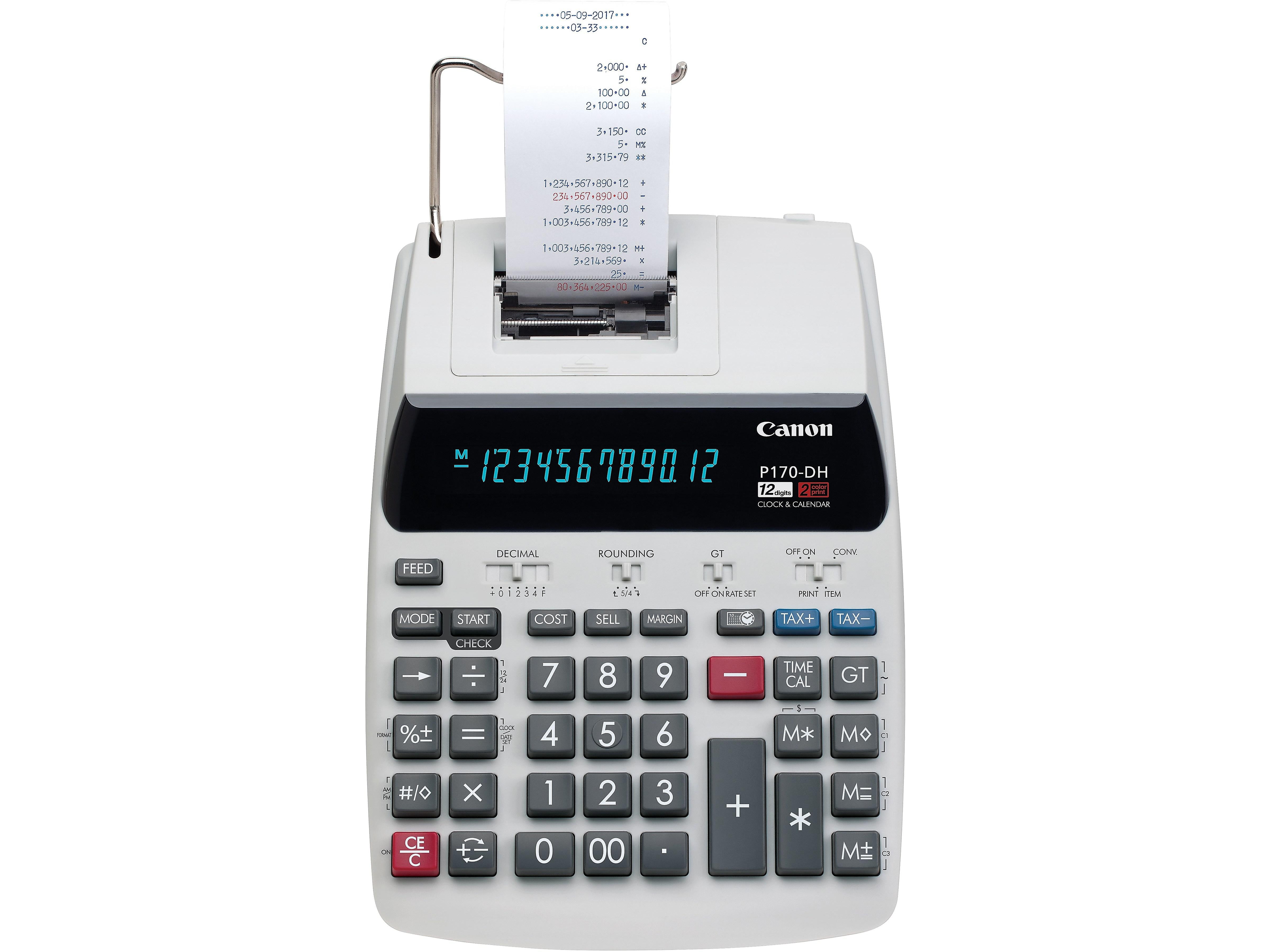 Canon P170-DH-3 2204C001 12-Digit Desktop Printing Calculator, White