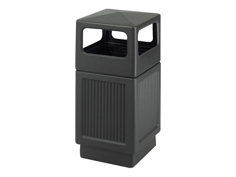 Safco Canmeleon Indoor/Outdoor Trash Cans w/Lid, Black High-Density Polyethylene/HDPE, 38 Gal. (9476BL)