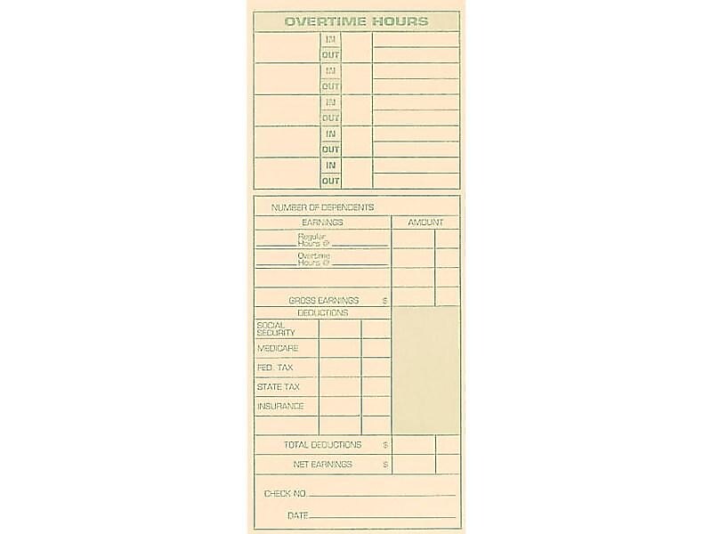 TOPS Time Cards for Pyramid 1000 Time Clock, 500/Box (TOP 1291)