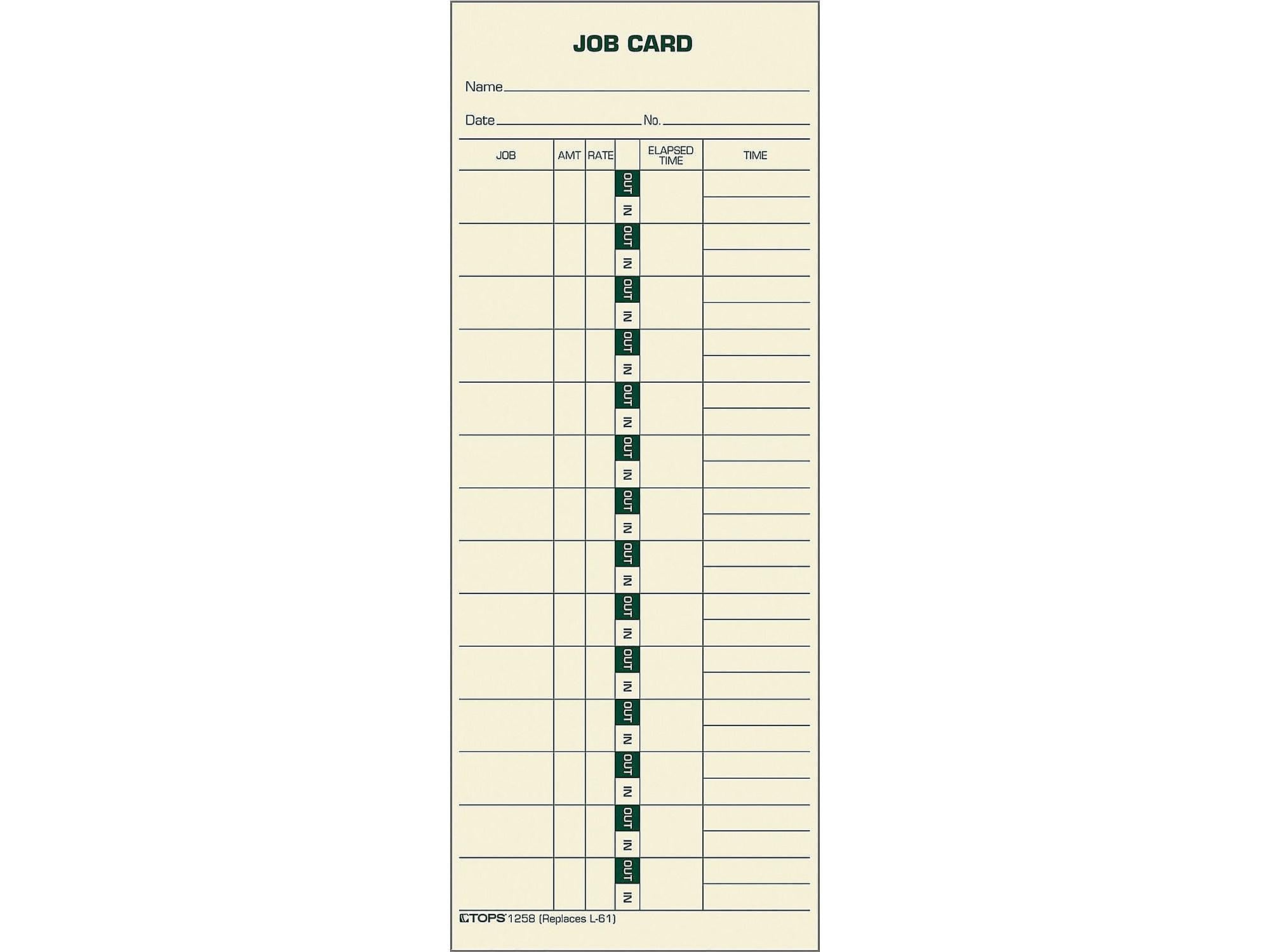 TOPS Time Cards for Time Clocks, 500/Box (1258)