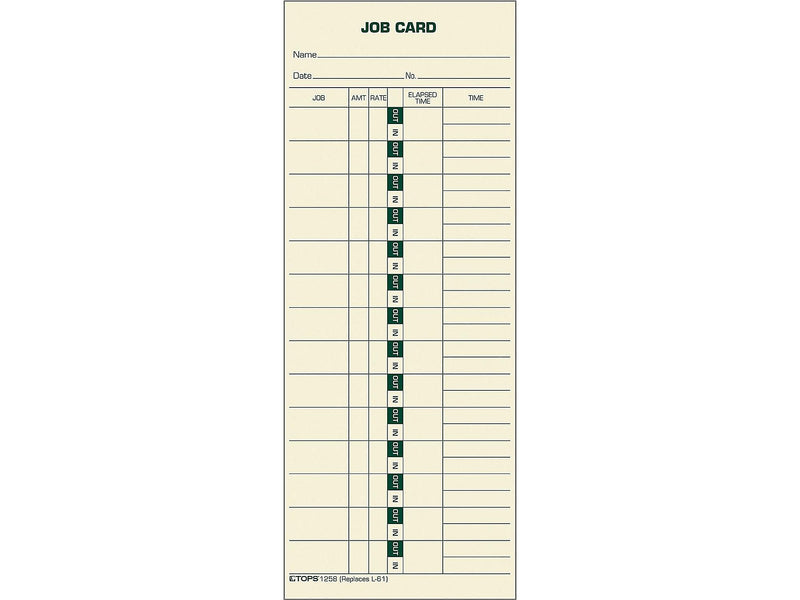 TOPS Time Cards for Time Clocks, 500/Box (1258)