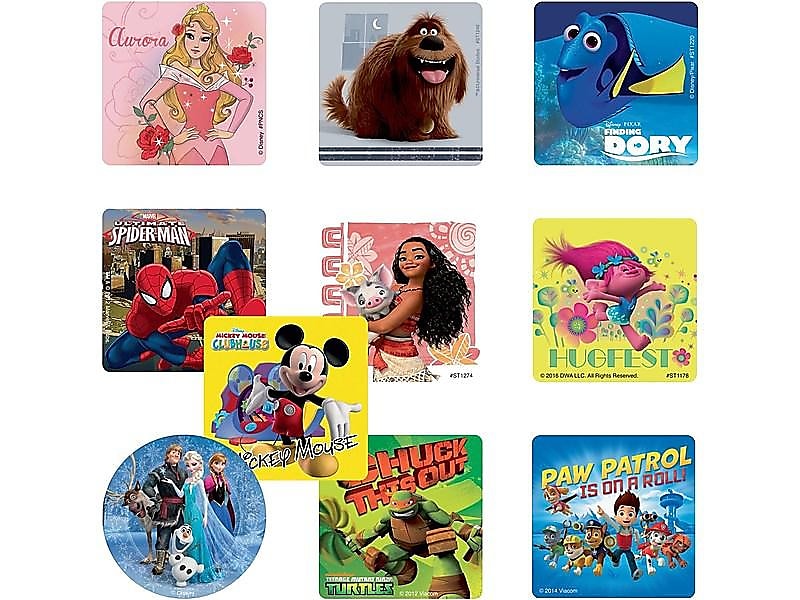 SmileMakers Most Popular Licensed Sticker Sampler, Assorted Designs, 1000 Total Stickers/Box (LI10)