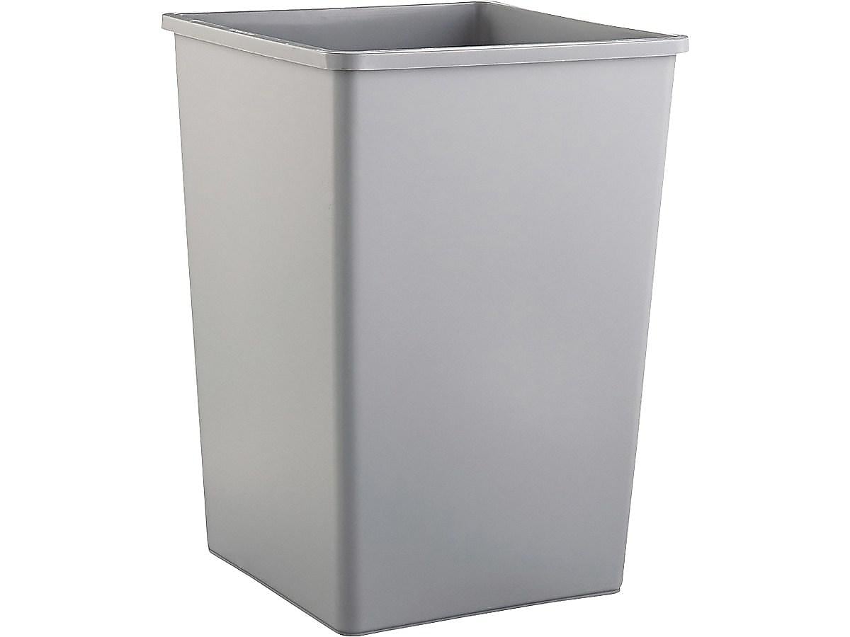 Rubbermaid Untouchable Indoor/Outdoor Trash Can, Gray Resin, 35 Gal. (FG395800GRAY)