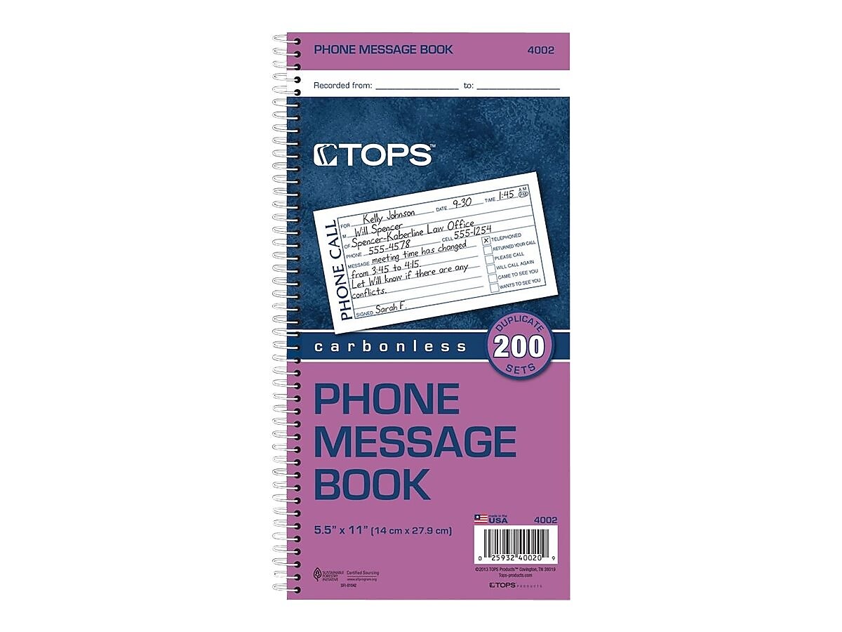 TOPS Message Pad, 5.5" x 11", White, 50 Sheets/Pad (4002)
