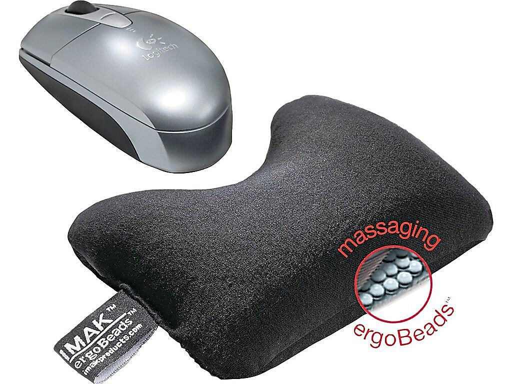IMAK Cushion Ergobeads Wrist Rest, Non-Skid Base, Black (10165)