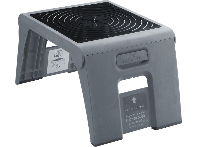 Cramer Folding Step Stool, 1-Step, 300 lb Capacity, 14 x 11.25 x 9.75, Slate (CRA50051PK82()