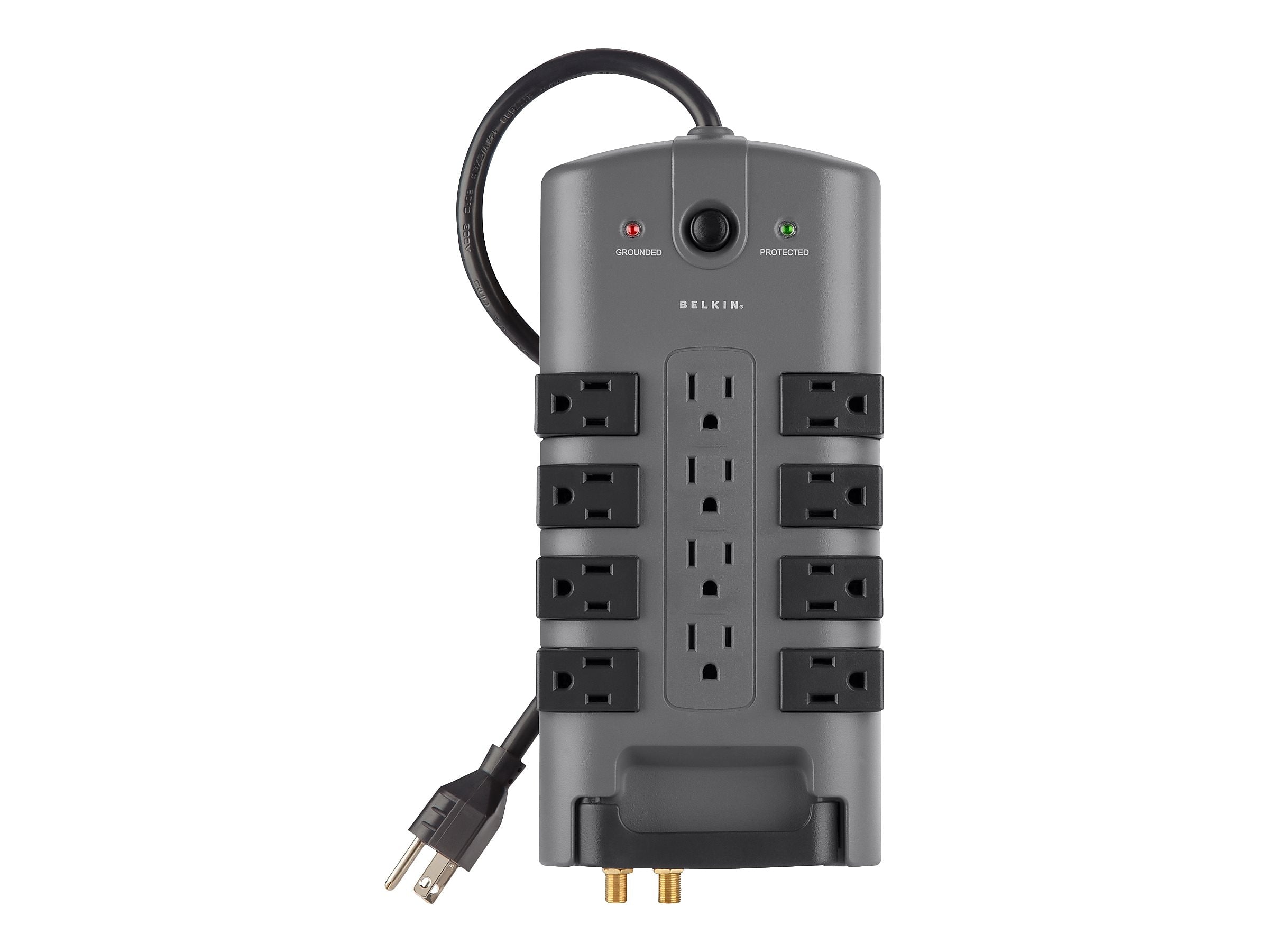 Belkin PivotPlug 12-Outlet Surge Protector, 4,320 Joules, 8' Cord, Gray/Black (BP112230-08)