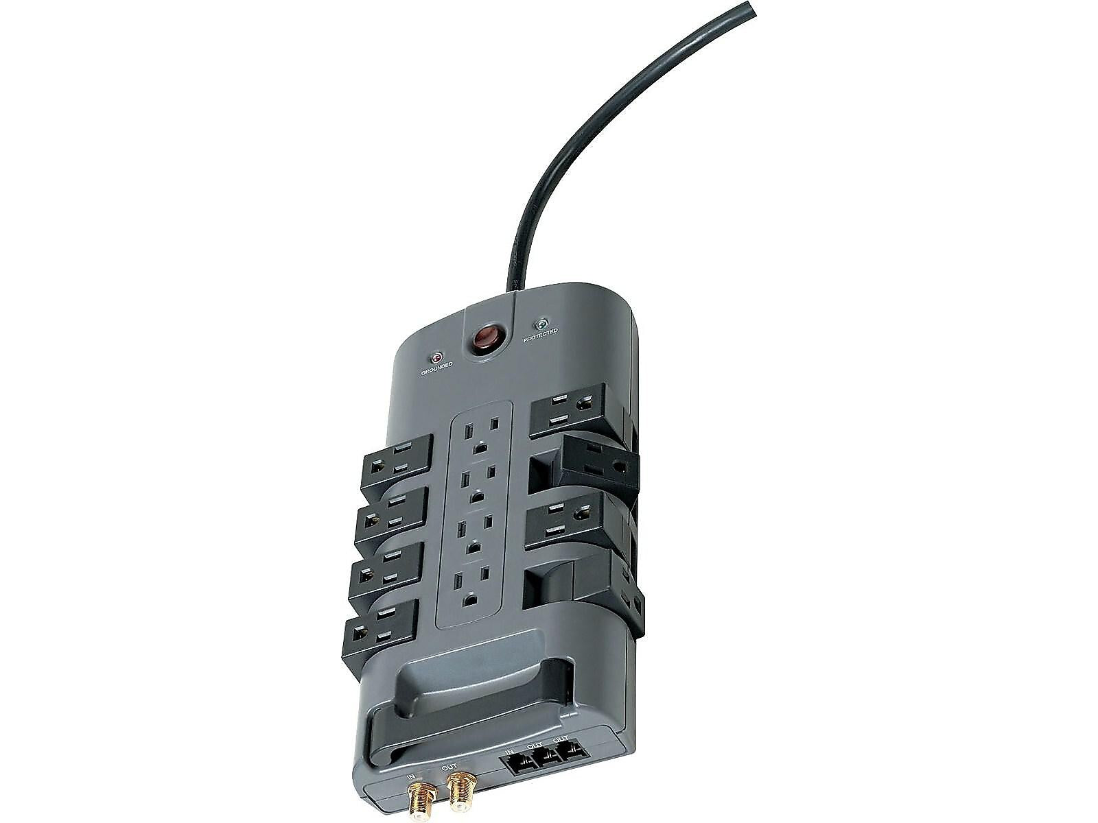 Belkin PivotPlug 12-Outlet Surge Protector, 4,320 Joules, 8' Cord, Gray/Black (BP112230-08)