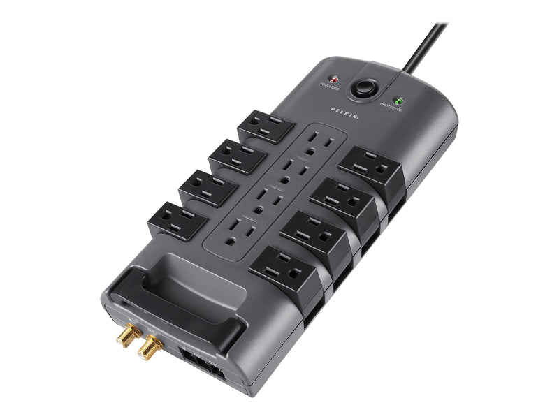 Belkin PivotPlug 12-Outlet Surge Protector, 4,320 Joules, 8' Cord, Gray/Black (BP112230-08)